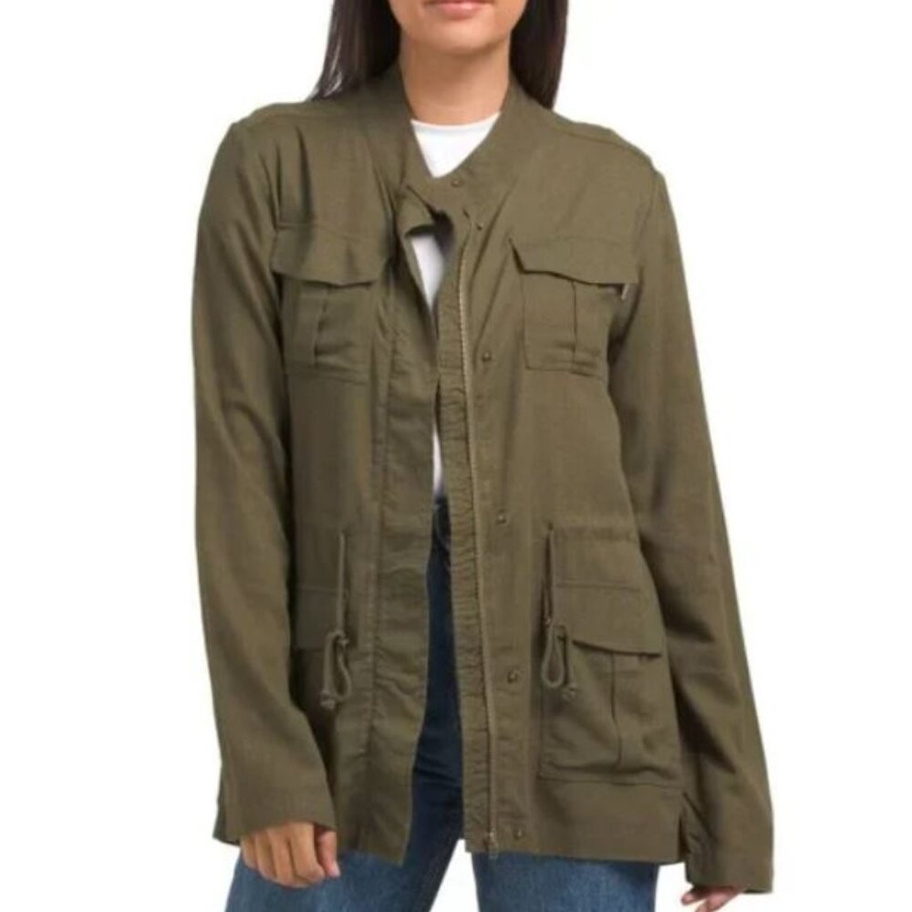 NWT BEAR PAW Women's Olive Front Zip Utility Jacket